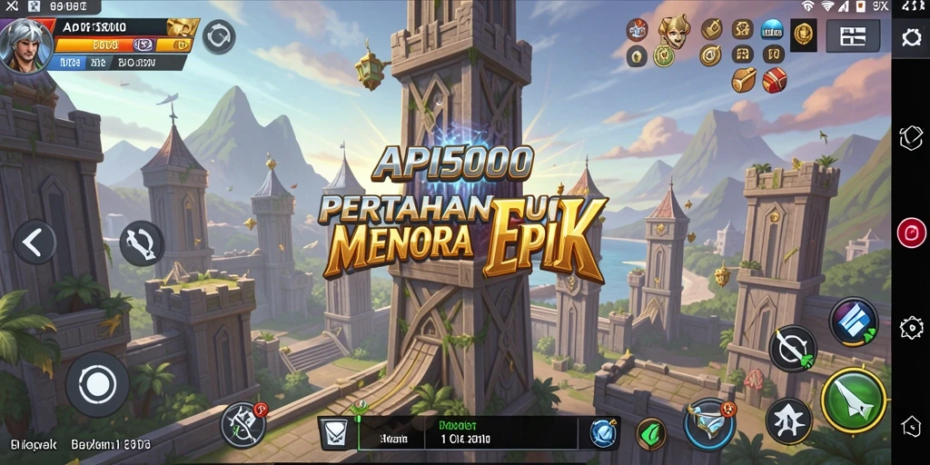 Tampilan menara dan musuh yang intens dalam gameplay Tower Defense.