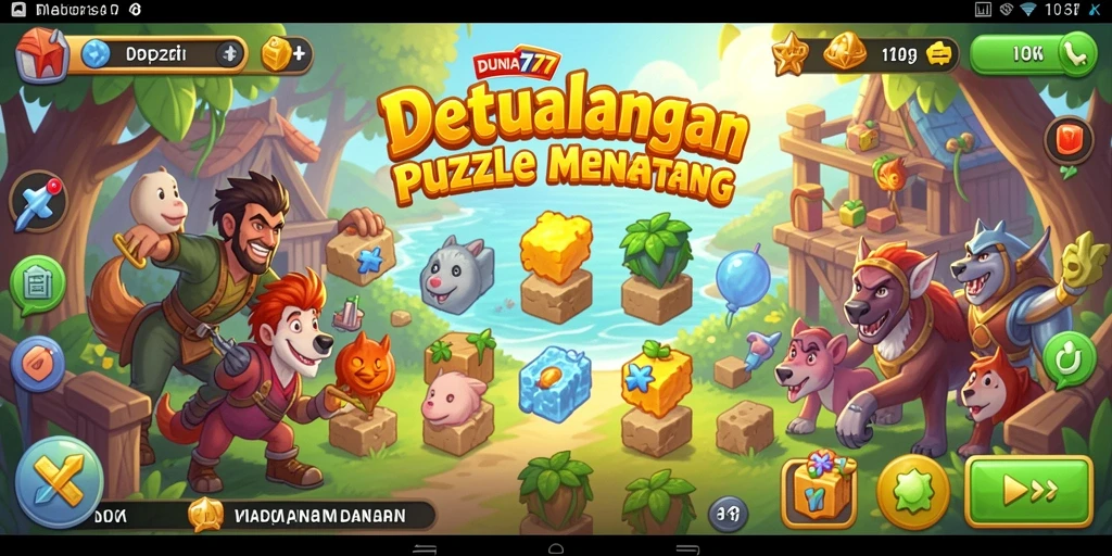 Tampilan gameplay DUNIA777 dengan beragam teka-teki menarik.