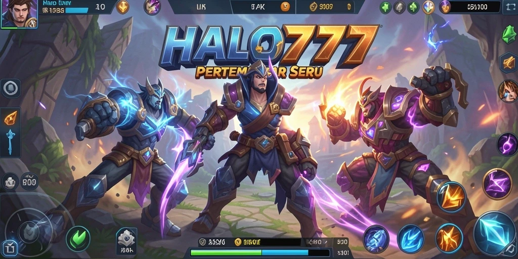 Screenshot gameplay HALO777 menampilkan aksi seru di arena MOBA.