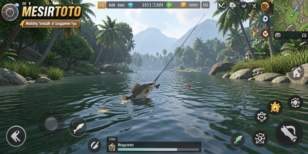 Tangkapan besar dalam game MESIRTOTO dengan latar belakang indah.