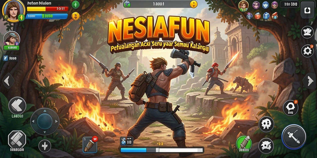 Tampilan gameplay NESIAFUN yang menampilkan aksi seru dan tantangan menarik.