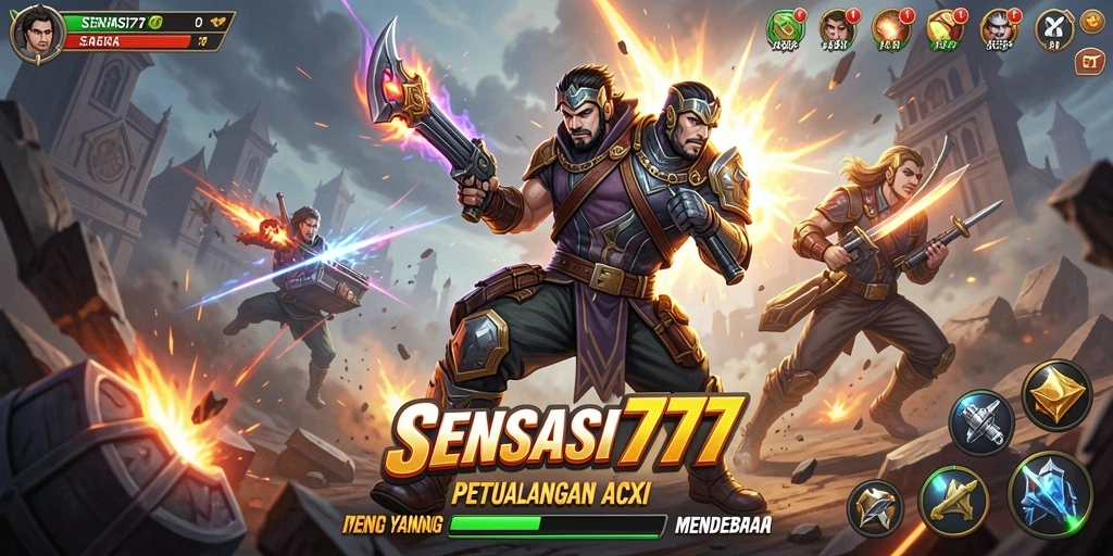 Tangkapan layar menampilkan karakter bertarung dengan latar belakang yang dinamis.