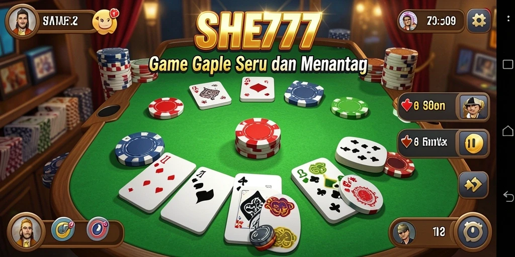 Tangkapan layar gameplay seru SHE777 dalam permainan Gaple.