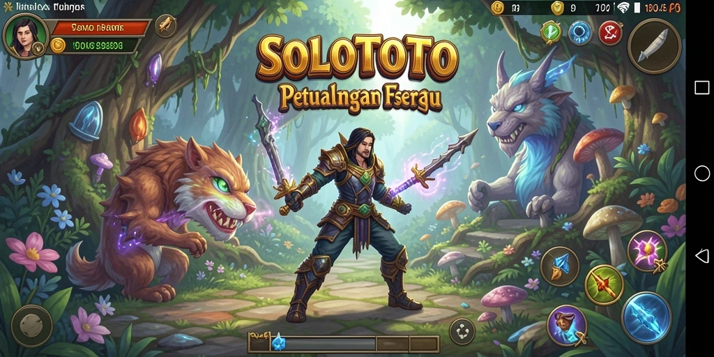 Tangkapan layar gameplay SOLOTOTO menampilkan dunia petualangan yang memukau.