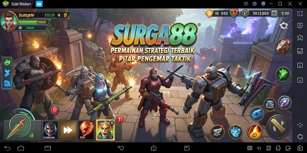 Screenshot utama SURGA88 menampilkan aksi strategi yang mendebarkan.