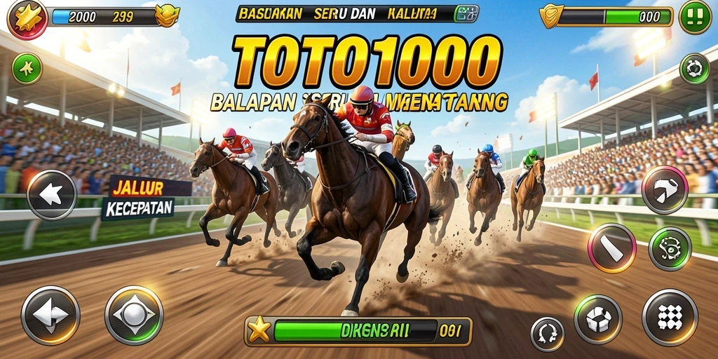 Screenshot menunjukkan aksi balapan mendebarkan di TOTO1000.