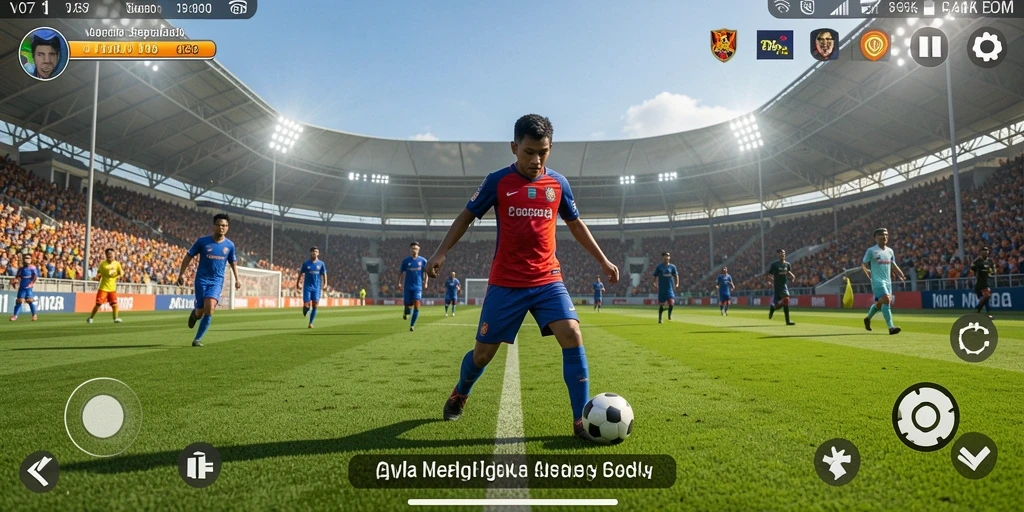 Tampilan gameplay V07 yang menegangkan saat tim berusaha mencetak gol.