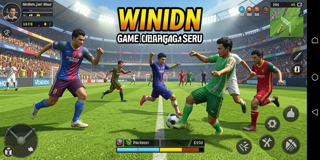Screenshot utama WINIDN menampilkan gameplay olahraga yang mendebarkan.